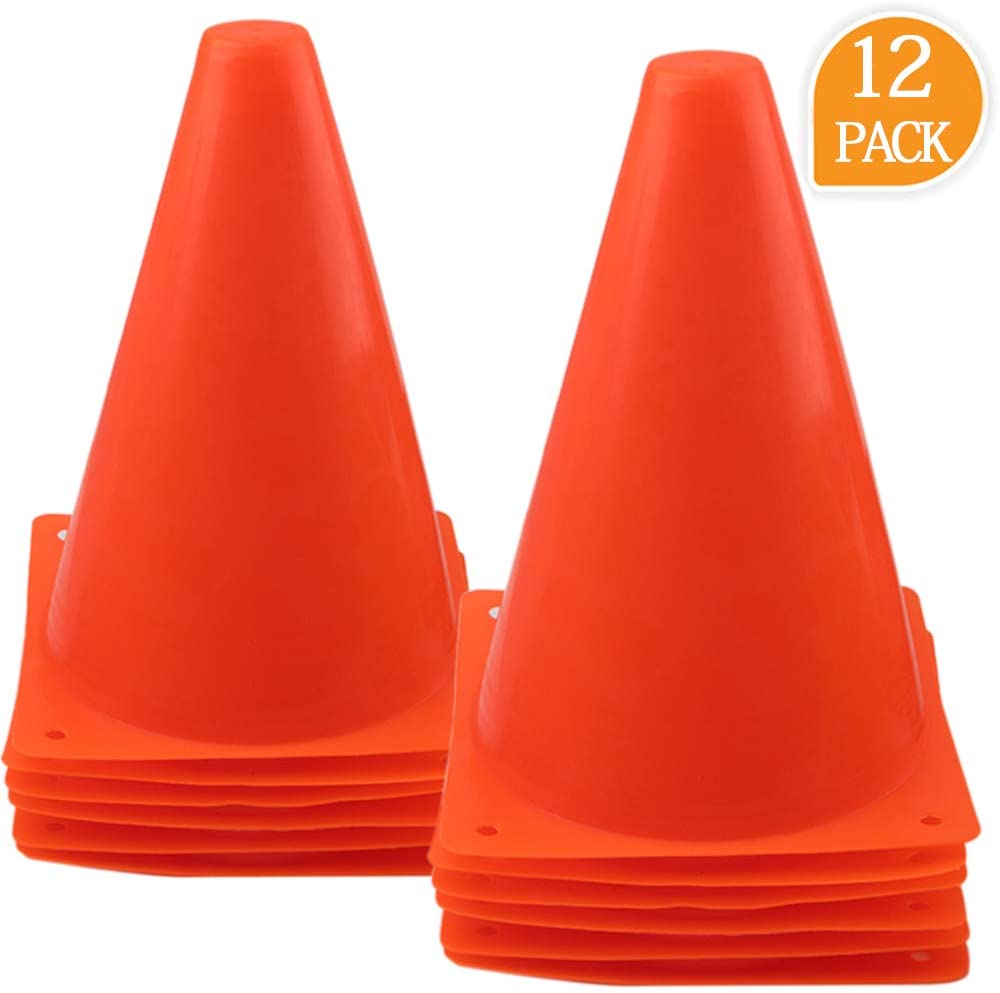 Mirepty 7 Inch Plastic Traffic Cones Sport Training Agility Marker Cone for Soccer, Skating, Football, Basketball, Indoor and Outdoor Games